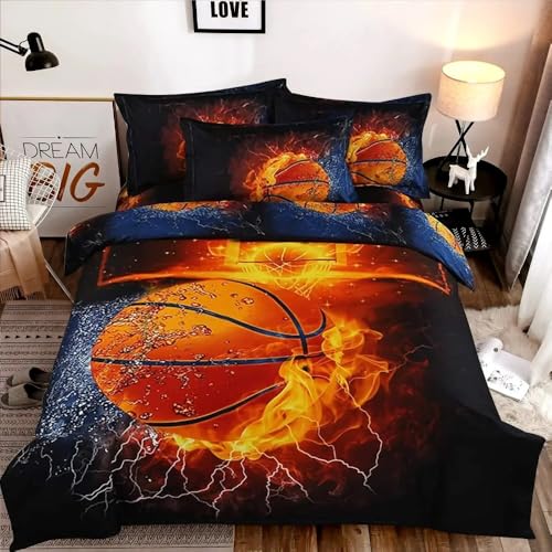HQMOMO Bettwäsche-Set 135 X 200 cm Basketball Bettbezug + Kissenbezüge Anime-Kinder Bettbezug für Jungen und Mädchen Schlafzimmer-Sets (E,135x200cm+80x80cm,Football) von HQMOMO