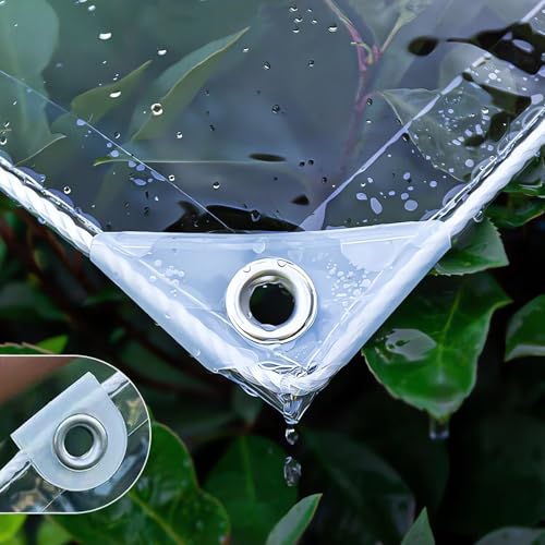 HQQMNY Abdeckplane Transparent Wasserdicht Plane mit ösen aus PVC 0,5mm 600g/㎡ Wetterfeste Regenschutz Klare Wetterfeste Gewebeplane für Gartenmöbel Pflanzen Pavillon, 1m x 5m HQQMNY Abdeckplane Transparent Wasserdicht Plane mit ösen aus PVC 0,5mm 600g/㎡ Wetterfeste Regenschutz Klare Wetterfeste Gewebeplane für Gartenmöbel Pflanzen Pavillon, 1m x 5m von HQQMNY