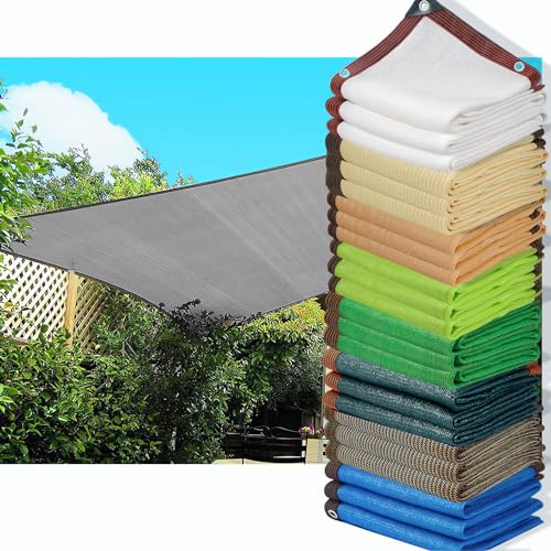 HQQMNY Sonnenschutz Netz Sonnensegel mit Ösen 90% Shading Rate Schattiernetz UV-Beständiges Schattierungsnetz Gartenschirm Sichtschutz für Garten Pflanzen Gewächshaus (Grau,2x7m) von HQQMNY