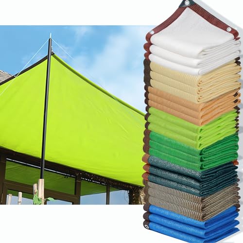 HQQMNY Sonnensegel Sonnenschutz Netz mit Ösen 90% Shading Rate Schattiernetz UV-Beständiges Schattierungsnetz Gartenschirm Sichtschutz für Garten Pflanzen Gewächshaus (Gelbgrün,2x2m) von HQQMNY