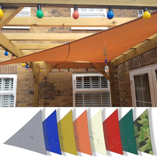 HQQMNY Sonnensegel mit D-Ring Wasserdicht Sonnenschutz Wetterschutz Segel Dreieck-3mx3mx3m aus Oxford-Stoff 180 g/m²,95% UV Schutz für Balkon Terrasse Garten Patio - Orange HQQMNY Sonnensegel mit D-Ring Wasserdicht Sonnenschutz Wetterschutz Segel Dreieck-3mx3mx3m aus Oxford-Stoff 180 g/m²,95% UV Schutz für Balkon Terrasse Garten Patio - Orange von HQQMNY