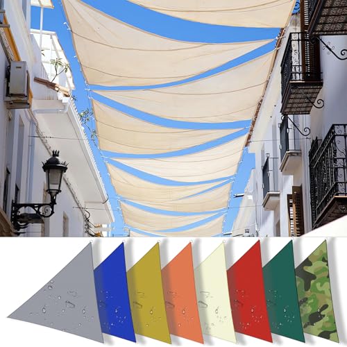 HQQMNY Sonnensegel mit D-Ring Wasserdicht Sonnenschutz Wetterschutz Segel Dreieck-4mx4mx2m aus Oxford-Stoff 180 g/m²,95% UV Schutz für Balkon Terrasse Garten Patio - Cremefarben HQQMNY Sonnensegel mit D-Ring Wasserdicht Sonnenschutz Wetterschutz Segel Dreieck-4mx4mx2m aus Oxford-Stoff 180 g/m²,95% UV Schutz für Balkon Terrasse Garten Patio - Cremefarben von HQQMNY