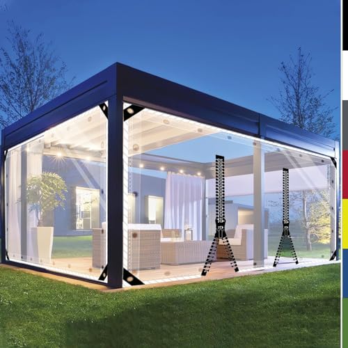 HQQMNY Transparent Plane mit ösen Abdeckplane Wasserfest 0.5mm Outdoorvorhänge mit Ösen Regenschutzplane Zeltplane aus 560g/m² PVC Kälteschutz (Transparent + 2 Reißverschlüsse, H2,6mxL2,6m) HQQMNY Transparent Plane mit ösen Abdeckplane Wasserfest 0.5mm Outdoorvorhänge mit Ösen Regenschutzplane Zeltplane aus 560g/m² PVC Kälteschutz (Transparent + 2 Reißverschlüsse, H2,6mxL2,6m) von HQQMNY