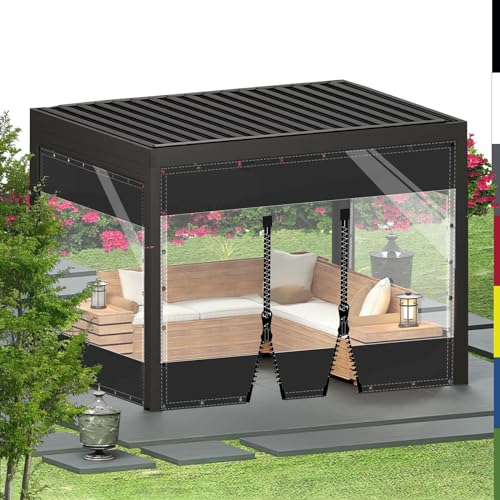HQQMNY Transparent Plane mit ösen Abdeckplane Wasserfest 0.5mm Outdoorvorhänge mit Ösen Regenschutzplane Zeltplane aus 560g/m² PVC Kälteschutz (Schwarz + 2 Reißverschlüsse, H2,4mxL2,8m) HQQMNY Transparent Plane mit ösen Abdeckplane Wasserfest 0.5mm Outdoorvorhänge mit Ösen Regenschutzplane Zeltplane aus 560g/m² PVC Kälteschutz (Schwarz + 2 Reißverschlüsse, H2,4mxL2,8m) von HQQMNY
