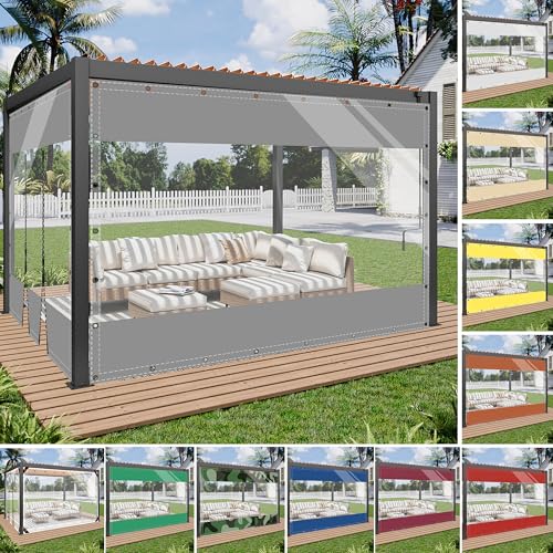 HQQMNY Transparent Wasserfest Plane mit ösen 0.5mm Outdoorvorhänge mit Ösen Regenschutzplane Zeltplane aus 570g/m² PVC Kälteschutz von HQQMNY