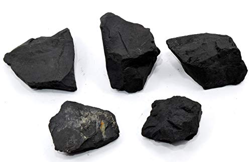HQRP 130 g natürlicher schwarzer Schungit/Crabon Rohexemplare Wasserreinigung/Reinigung Stein Kristall Mineralstein aus Russland (5 Stück) von HQRP
