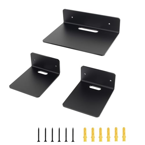 HQTS Acryl Klein Wandregal Set mit 3 schwarzen schwebenden Regalen Mini Wandregale Die Größe beträgt 14×12cm und 23×16,5cm mit Schrauben von HQTS
