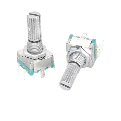 2 Stück 20 Positionen 360-Grad-Drehgeber EC11 mit 5-poligem Druckknopfgriff, lang, 15 mm, 20 mm, mit integriertem Druckschalter(EC11 Plum Handle 1pc,Handle 15mm) von HQYCL