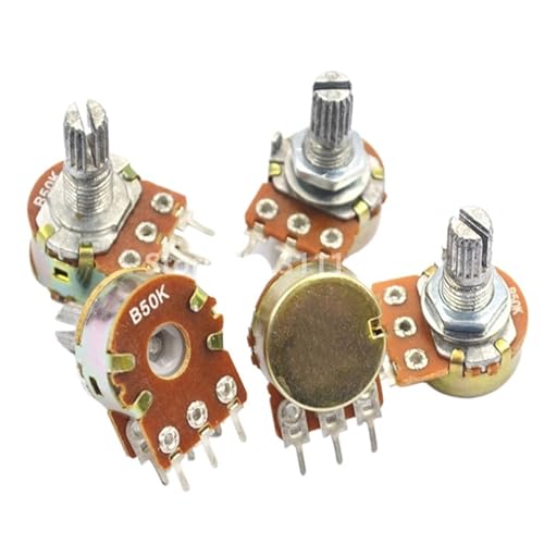 5 Sätze WH148 1K 10K 20K 50K 100K 500K Ohm 15mm 3-poliger linearer Taper-Drehpotentiometer-Widerstand mit weißer AG2-Kappe(5K Ohm) von HQYCL