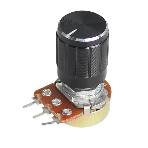 5er-Set WH148 Linearpotentiometer-Kit, 15-mm-Schaft mit schwarzer Knopfkappe aus Aluminiumlegierung, 3-polig 1K 2K 5K 10K 20K 50K 100K 250K 500K 1M(50K Ohm) von HQYCL