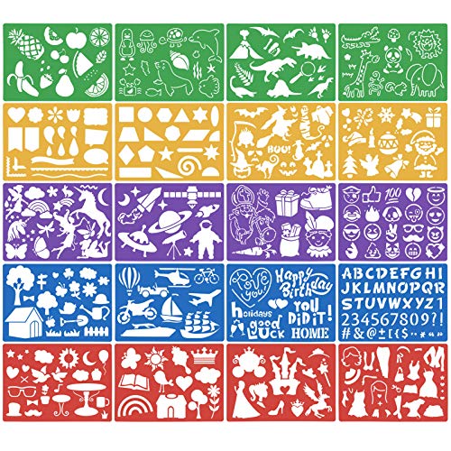 HQdeal 20pcs Schablonen Malschablonen Set aus Kunststoff Schablonen Weihnachten Zeichenschablonen Muster Stencil Schablonen Wiederverwendbar für Scrapbooking Bullet Journal DIY Geschenkkarten von HQdeal