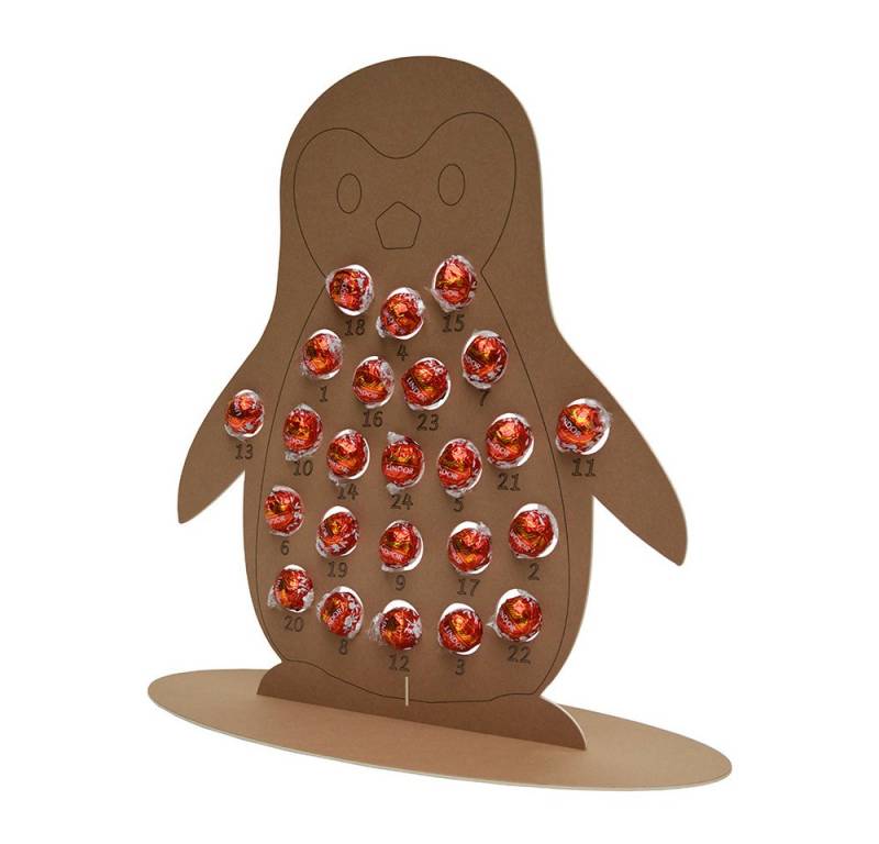 HR Direktverkauf GmbH befüllbarer Adventskalender für runde Schokokugeln- Motiv Rentier oder Pinguin von HR Direktverkauf GmbH