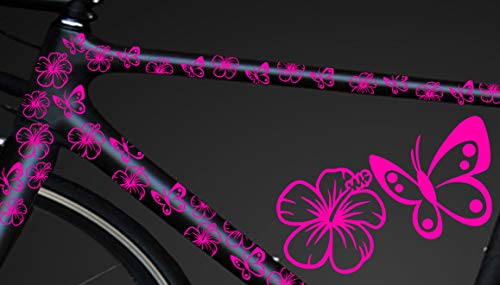 HR-WERBEDESIGN 24-teiliges Fahrrad Hibiscus Aufkleber Hibiskus Blumen Schmetterlinge BikeCyry von HR-WERBEDESIGN