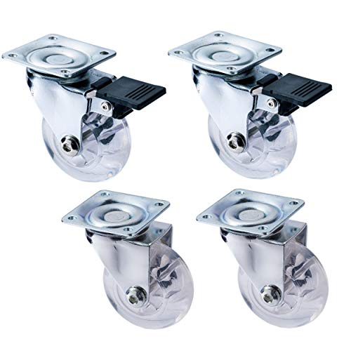 4 Stück Möbelrollen 50 mm, Transparent Transportrollen Gesamttragkraft 140 kg (4er Set 50mm) von HRB