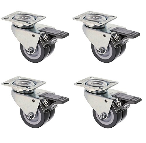HRB Premium Strandkorbrollen, 4 Stück 50mm Doppelrollen Rasen geeignet mit Bremse, Tragkraft 320 kg von HRB