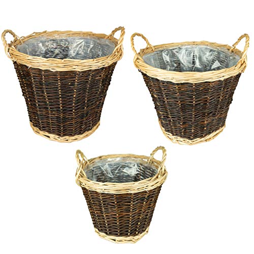 HRB Weidenkorb 3er Set, Korb zur Aufbewahrung aus weidengeflecht, Pflanztopf mit den Größen 38x30, 32x25, 25x21 cm von HRB