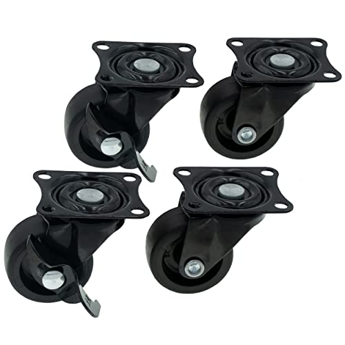 HRB 4er Set Lenkrollen mit Bremse, Möbelrollen klein mit max. Tragkraft 100 Kg/Rollensatz, drehbare Rollen für Möbel mit Rad Ø 40 mm, Gehäuse aus Stahl mit gummierten Räder (Schwarz) von HRB