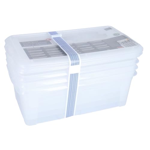 HRB Aufbewahrungsbox 5L 4er Set Lagerbox Box mit Deckel Stapelbox, 34x19x11,5 cm von HRB