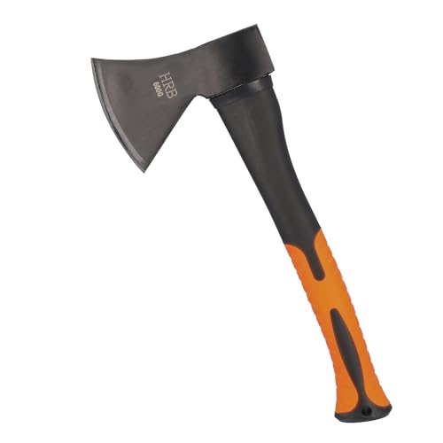 HRB Axt - Spaltaxt gehärtetem Stahl, zum Holz Spalten geeignet, Survival Axt mit ergonomischem Griff (Schwarz/Orange, 1 Kg) von HRB