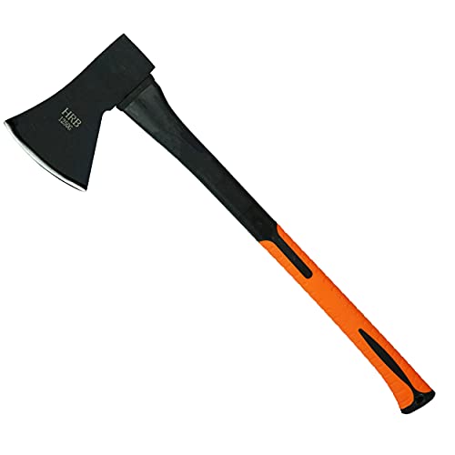 HRB Axt - Spaltaxt gehärtetem Stahl, zum Holz Spalten geeignet, Survival Axt mit ergonomischem Griff (Schwarz/Orange, 1,9 Kg) von HRB