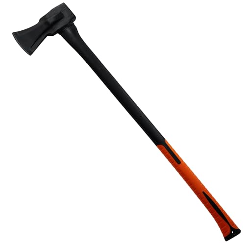 HRB Axt - Spaltaxt gehärtetem Stahl, zum Holz Spalten geeignet, Survival Axt mit ergonomischem Griff (Schwarz/Orange, 2,85 Kg) von HRB