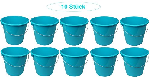 HRB Haushaltseimer, Putzeimer mit Metallbügel, 10 Liter (Türkis, 10 Stück) von HRB