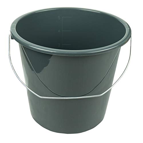 HRB Haushaltseimer, Putzeimer mit Metallbügel, 5 Liter 22 x 21 cm (Schwarz/Anthrazit, 1 Stück) von HRB