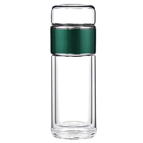 HRB Teekanne mit Siebeinsatz Teeflasche aus doppelwandigen Borosilikatglas mintgrün, Trinkflasche Edelstahl mit einem Volumen von 320 ml, Thermobecher geeignet für Tee, Kaffe u.s.w (Mintgrün) von HRB