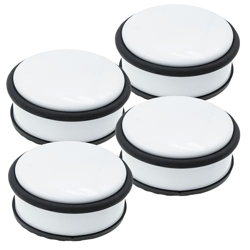 HRB Türstopper Edelstahl weiß 4 Stück massiv - Schwerer Türstopper Boden mit modernen Design, Door Stopper versehen mit Gummiring zum Schutz der Türen von HRB