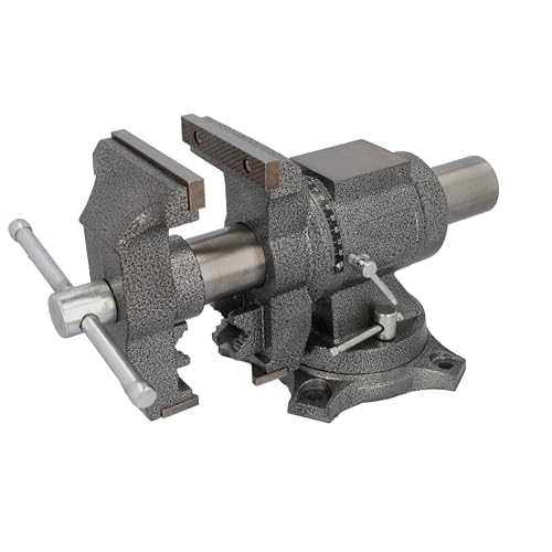 HRB robuster Schraubstock drehbar groß - 125 mm Spannweite-, multifunktionaler Profi Tischschraubstock, zwei Achsen Rotation 360 Grad parallel Schraubstock, hochwertige Stahlbacken (125mm) von HRB