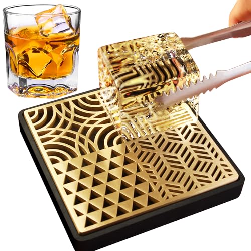 HRCOYES Eiswürfelform für Cocktails und Whiskey, Messing-Eiswürfel-Imprinter, A-Stil, Gold, 1 Stk, Eiswürfelform, Eisstempel von HRCOYES