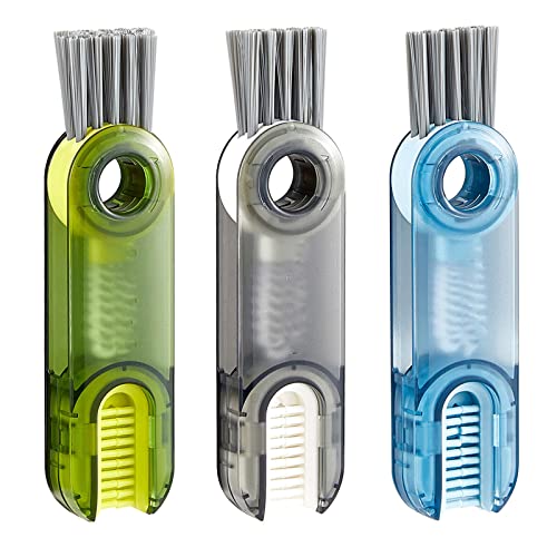 3-in-1 Multifunktionale Reinigungsbürste,3 Pcs Flaschenbürste Wasserflaschen-Reinigungsbürste Mini Multifunktional Spalt Detailpinsel Sauberere Werkzeuge für Babyflasche Becherabdeckung von HREDZEO