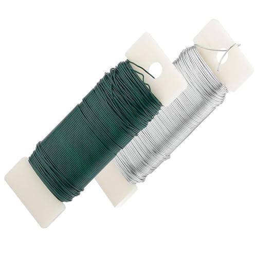 Basteldraht Dünn,2 PCS Bindedraht Wickeldraht Schmuckdraht Wickeldraht Pflanzendraht Gartendraht Blumendraht Pflanzendraht Gummiert Bindedraht Grün für Handwerk Pflanzentraining Kranze von HREDZEO