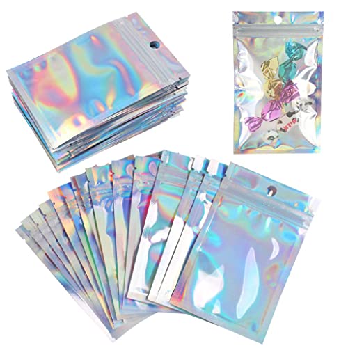 Folienbeutel,100 PCS Musterbeutel Holografische Verpackungsbeutel Wachsschmelzbeutel für Kleine Unternehmen Mylar Taschen Wiederverwendbare Druckverschlussbeutel von HREDZEO