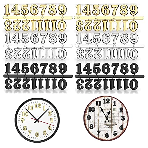 Uhrenziffer Kit,6 Pcs Schwarz Silber Gold DIY Digitaluhr Zahlen für HeimkunstDekoration Digitaluhr Ersatz und Reparaturteile (Arabische Ziffern) von HREDZEO