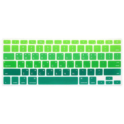 HRH Koreanische Silikon-Tastaturabdeckung für MacBook Old Air 13, Pro 13/15/17 (mit oder ohne Retina-Display, 2015 oder älter) & für iMac ältere USA (nicht für MacBook 13 Air A1932), Ombré-Grün von HRH