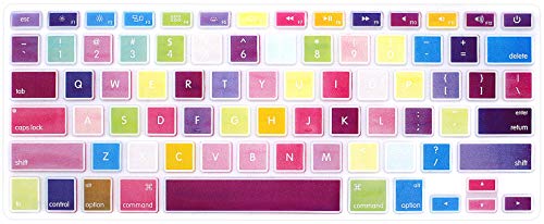 HRH Silikon-Tastatur-Schutzhülle für MacBook Air 13, für MacBook Pro 13/15/17 (mit oder ohne Retina-Display, 2015 oder ältere Version) und für iMac ältere USA-Layout, buntes Mix Regenbogen von HRH