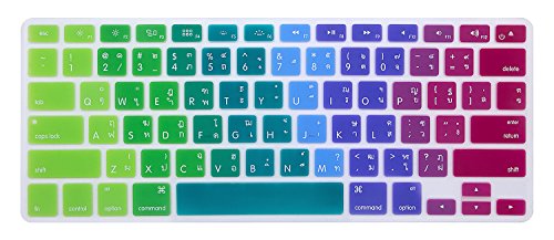 HRH Tastaturschutz aus Silikon für MacBook Air 13, MacBook Pro 13 / 15 / 17 (mit oder ohne Retina-Display, 2015 oder ältere Version) und iMac älteren USA-Layout-Tastaturschutz - Dazzle Rainbow von HRH
