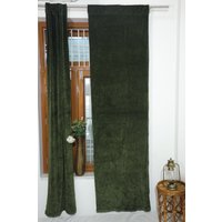Dunkelgrüne Farbe Samtvorhang Boho Fenster Vorhang Wohnzimmer Raum Vorhang, Extra Großer Luxus Baumwolle Samt von HRHandicraft
