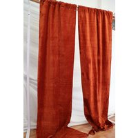 Rost Orange Baumwollsamt Vorhang Panel Weiche Luxus Vorhänge Für Wohnzimmer Oder Schlafzimmer, Vorhänge, Boho Fensterbehandlung, Wohnkultur von HRHandicraft
