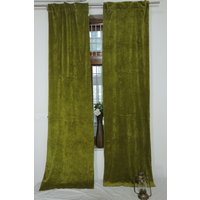 Samt Vorhang Olive Grün Farbe, Luxus Vorhang, Boho Fenster Wohnzimmer Zimmer Hohe Qualität Extra Groß von HRHandicraft