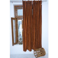 Zimt Samtvorhänge Luxus Boho Fenstervorhänge Aus Baumwolle | 2Er Set von HRHandicraft