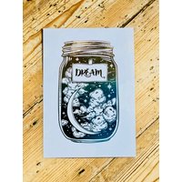 Foliendruck - Traum Einmachglas Mond Wandkunst Moderne Kunst von HRHandmade