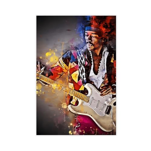 HRJHE Jimi Hendrix Gitarristen-Poster (18) Leinwand-Poster, Schlafzimmerdekoration, Landschaft, Büro, Raumdekoration, Geschenk, 50 x 75 cm von HRJHE