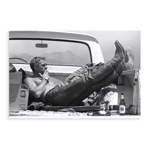 HRJHE Poster "Schauspieler Steve McQueen" (17) auf Leinwand, Wandkunst, Dekordruck, Bild Gemälde für Wohnzimmer, Schlafzimmer, Dekoration, 20 x 30 cm von HRJHE