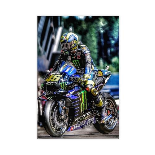 HRJHE Poster mit Rennfahrer-Motiv Valentino Rossi (16), Leinwand-Poster, Schlafzimmer, Dekoration, Landschaft, Büro, Raumdekoration, Geschenk, 60 x 90 cm von HRJHE