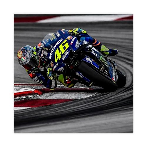HRJHE Poster mit Rennfahrer-Motiv Valentino Rossi (18), Leinwand-Poster, Schlafzimmerdekoration, Landschaft, Büro, Raumdekoration, Geschenk, 70 x 70 cm von HRJHE