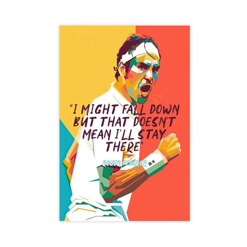 HRJHE Poster mit Sport-Tennisstern Roger Federer (11), Leinwandposter, Wandkunst, Dekordruck, Bild, Gemälde für Wohnzimmer, Schlafzimmer, Dekoration, 60 x 90 cm von HRJHE