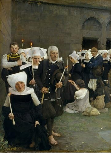 HRJUBWREE Bekannt Abstrakte Leinwand Kunst Moderne Kunst Wandbild Die Begnadigung in der Bretagne von Pascal Adolphe Jean Dagnan Bouveret Leinwanddruck Malerei für Wanddekoration 60x90cm von HRJUBWREE