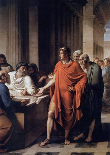HRJUBWREE Bekannt Abstrakte Leinwand Kunst Moderne Kunst Wandbild Ptolemaios II. Philadelphus untersucht eine Papyrusrolle von Vincenzo Camuccini Leinwanddruck Malerei für Wanddekoration 60x90cm von HRJUBWREE